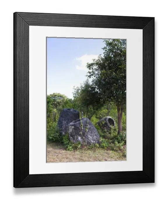 Framed Print : The Phonsavan Plain of Jars in Laos. This is site two Framed Print : The Phonsavan Plain of Jars in Laos. This is site two
