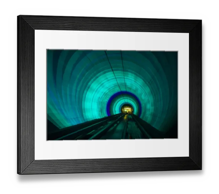 Framed Print : Singapore. Colorful railroad tunnel under a river Framed Print : Singapore. Colorful railroad tunnel under a river