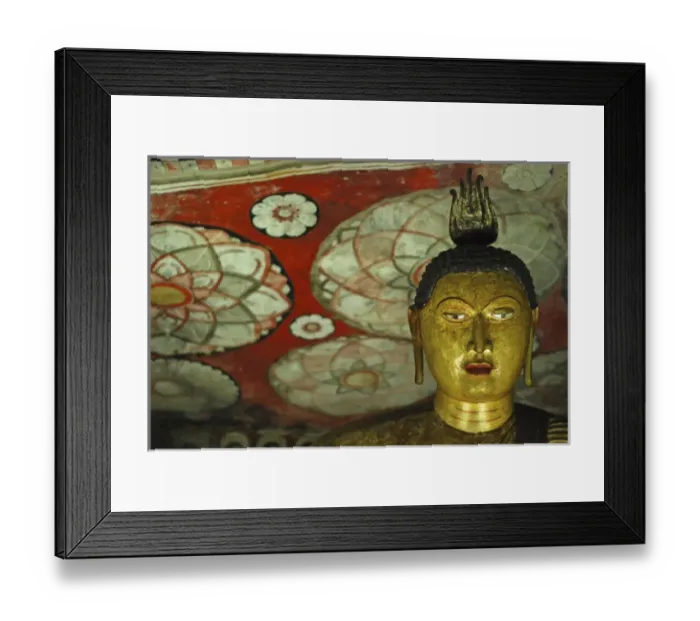 Framed Print : Sri Lanka, Dambulla, Dambulla Cave Temple, face of Buddha