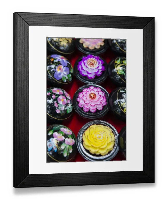 Framed Print : Thailand, Samui Island, Ko Samui. Traditional handicrafts, intricately carved soap