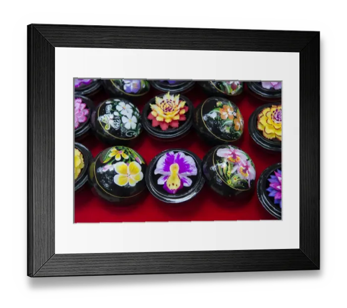 Framed Print : Thailand, Samui Island, Ko Samui. Traditional handicrafts, intricately carved soap