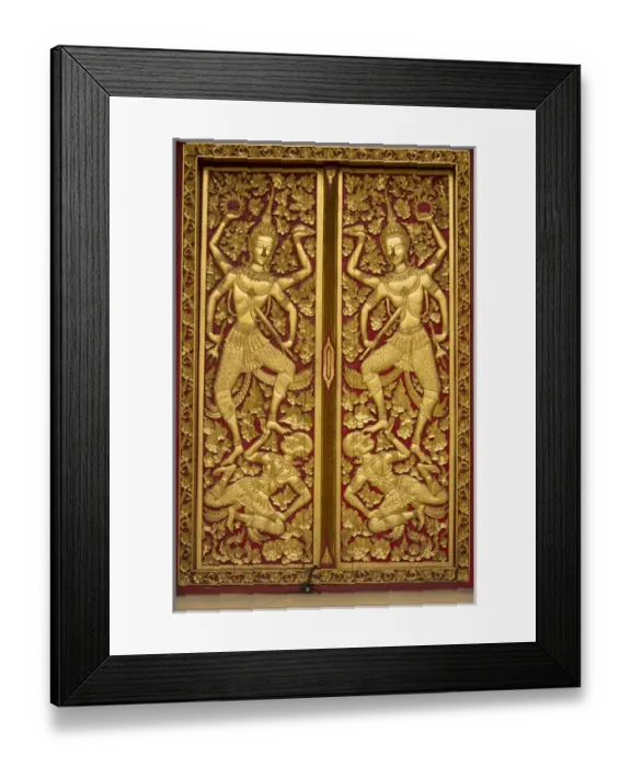 Framed Print : Thailand, Chiang Mai Province, Wat Phra That Doi Suthep. Decorative temple doors