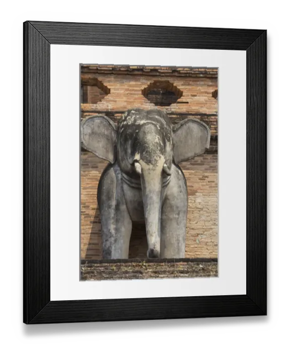 Framed Print : Thailand, Chiang Mai, Wat Chedi Luang. Elephant statues around temple exterior Framed Print : Thailand, Chiang Mai, Wat Chedi Luang. Elephant statues around temple exterior