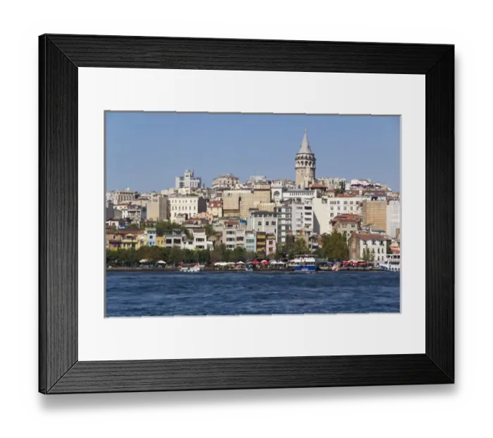 Framed Print : Asia, Turkey, Istanbul. Galata Tower, seen from the Golden Horn, Seraglio Point and Old Istanbul