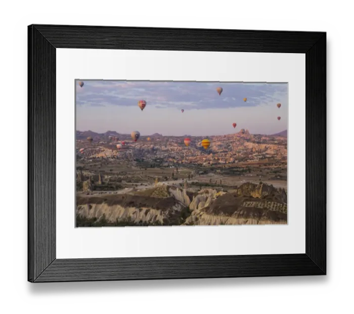 Framed Print : Asia, Turkey, Cappadocia. Hot Air Ballooning in Turkey, Goreme Valley, near Urgup