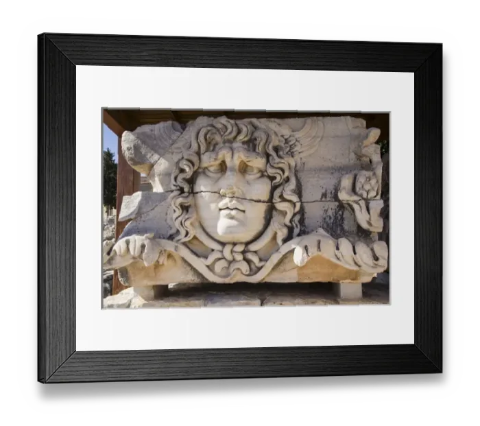 Framed Print : Asia, Turkey, Carved Head of Medusa at the Archaeological Site of Didyma ruins Framed Print : Asia, Turkey, Carved Head of Medusa at the Archaeological Site of Didyma ruins