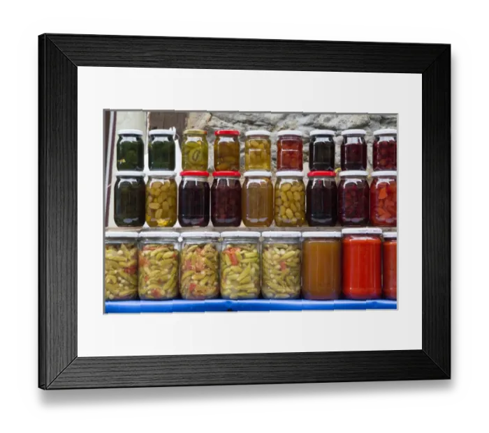 Framed Print : Asia, Turkey, Bursa. Preserved fruits, pickled vegetables and pastes / sauces for sale Framed Print : Asia, Turkey, Bursa. Preserved fruits, pickled vegetables and pastes / sauces for sale