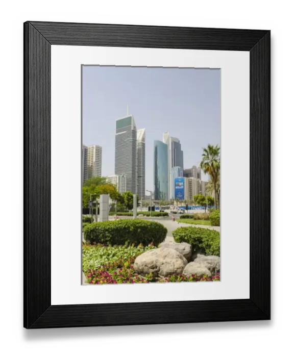 Framed Print : Small park and downtown skyline of Dubai, United Arab Emirates (UAE)