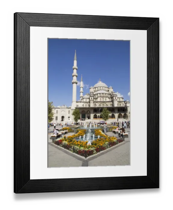 Framed Print : Asia, Turkey, Istanbul. The exterior of Yeni Cami Mosque is located in Eminonu neighborhood