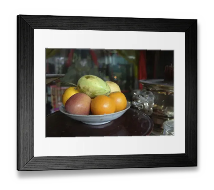 Framed Print : Asia, Vietnam. Fresh fruit in a bowl, Quan Congs Temple, Hoi An, Quang Nam Province
