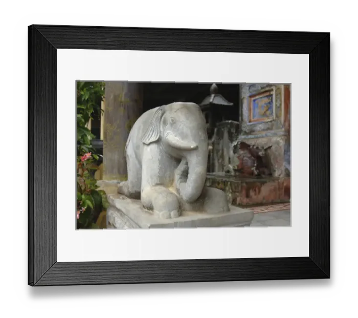 Framed Print : Asia, Vietnam. Carved stone elephant at the Hon Chen Temple, Hue, Thua Thienaa'Hue