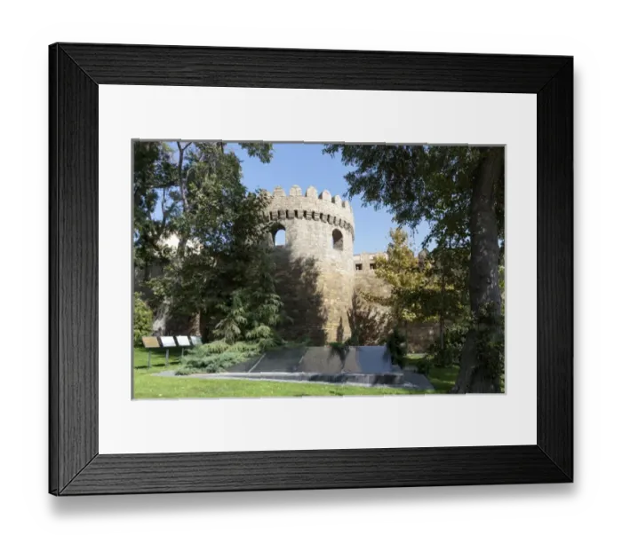Framed Print : Azerbaijan, Baku. The outer wall of the Palace of the Shirvanshahs, from Philharmony Park Framed Print : Azerbaijan, Baku. The outer wall of the Palace of the Shirvanshahs, from Philharmony Park