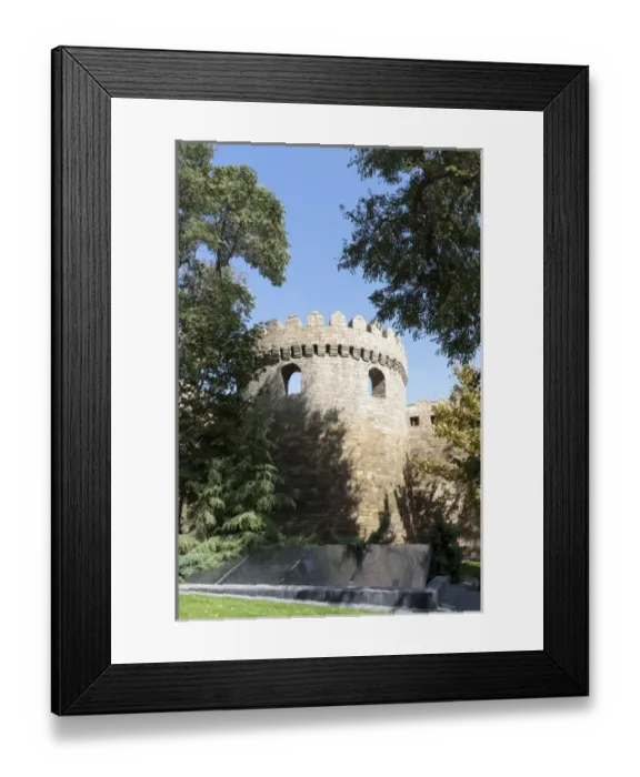 Framed Print : Azerbaijan, Baku. The outer wall of the Palace of the Shirvanshahs, from Philharmony Park Framed Print : Azerbaijan, Baku. The outer wall of the Palace of the Shirvanshahs, from Philharmony Park