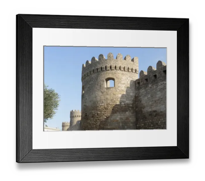 Framed Print : Azerbaijan, Baku. A tower on the outer wall of the Palace of the Shirvanshahs