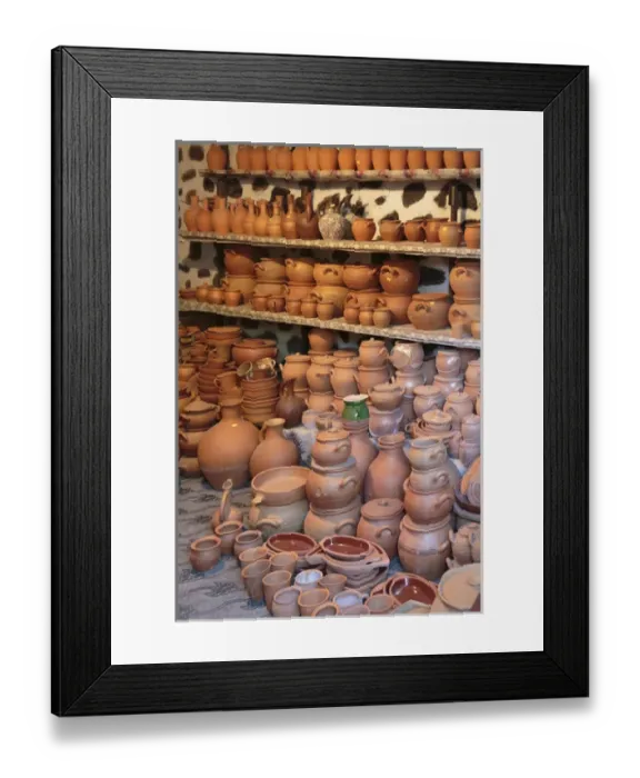 Framed Print : Azerbaijan, Sheki. A collection of ceramic jars and pots Framed Print : Azerbaijan, Sheki. A collection of ceramic jars and pots