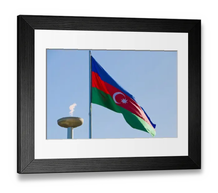 Framed Print : National Flag blowing in wind, Baku, Azerbaijan Framed Print : National Flag blowing in wind, Baku, Azerbaijan