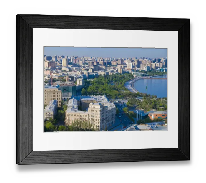 Framed Print : View over coast of Baku, Baku Bay, Azerbaijan