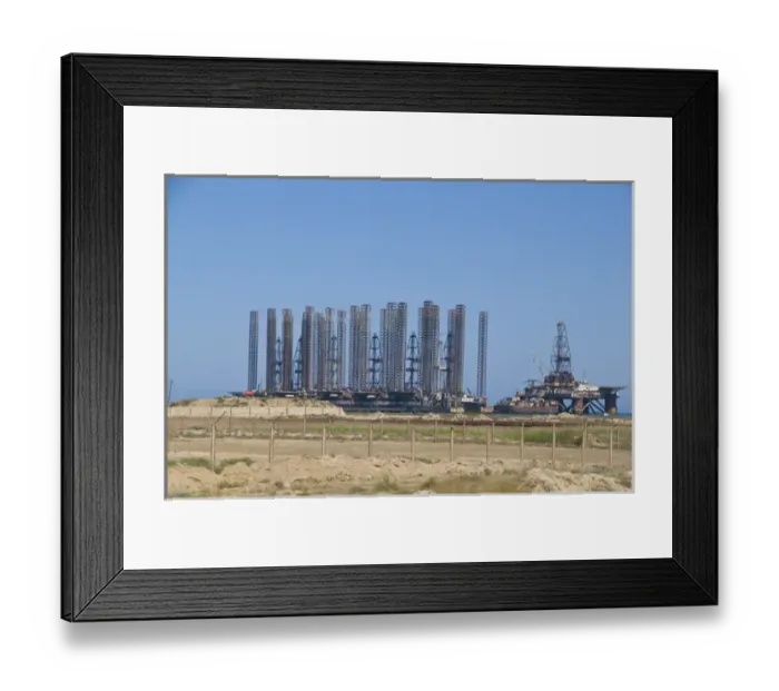 Framed Print : Oil industry on James Bond Oil Field, Azerbaijan Framed Print : Oil industry on James Bond Oil Field, Azerbaijan