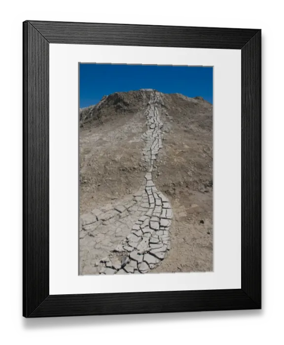 Framed Print : Drying mud stream originating from a mud volcano, Qobustan, Azerbaijan Framed Print : Drying mud stream originating from a mud volcano, Qobustan, Azerbaijan