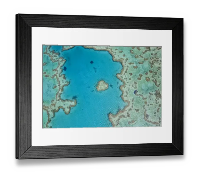 Framed Print : Aerial view of Heart Reef, part of Great Barrier Reef, Queensland, Australia Framed Print : Aerial view of Heart Reef, part of Great Barrier Reef, Queensland, Australia