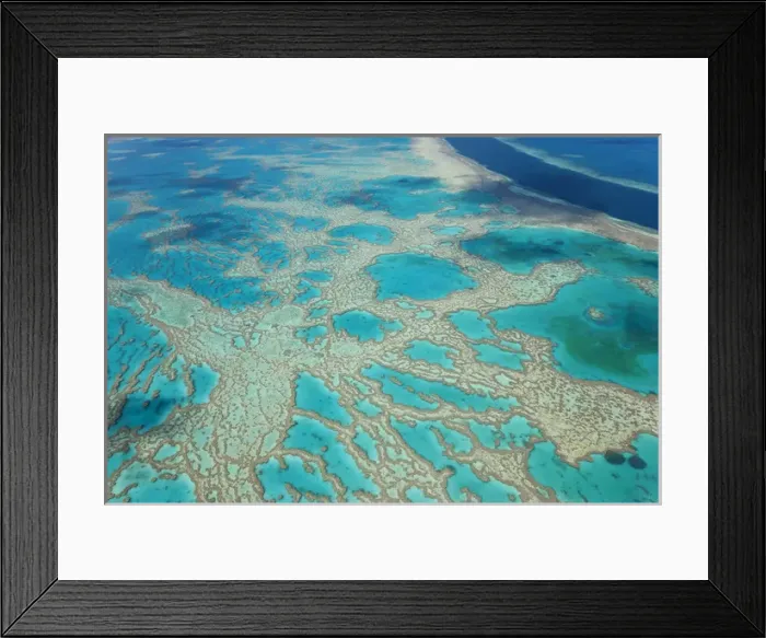 Framed Print : Aerial view of the Great Barrier Reef, Queensland, Australia Framed Print : Aerial view of the Great Barrier Reef, Queensland, Australia