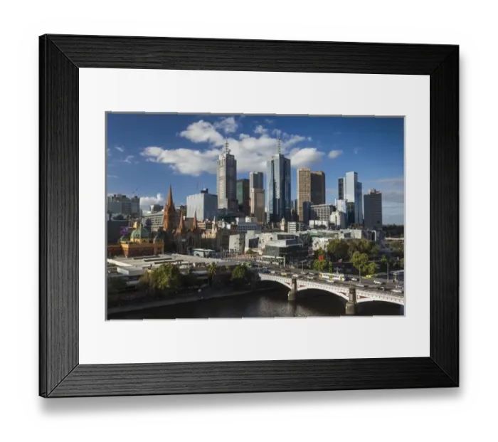 Framed Print : Australia, Victoria, VIC, Melbourne, skyline with Yarra River and Princess Bridge Framed Print : Australia, Victoria, VIC, Melbourne, skyline with Yarra River and Princess Bridge