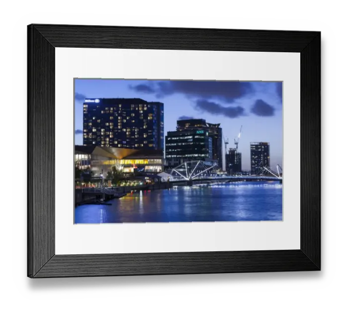 Framed Print : Australia, Victoria, VIC, Melbourne, South Wharf, Seafarers Bridge over the Yarra River Framed Print : Australia, Victoria, VIC, Melbourne, South Wharf, Seafarers Bridge over the Yarra River