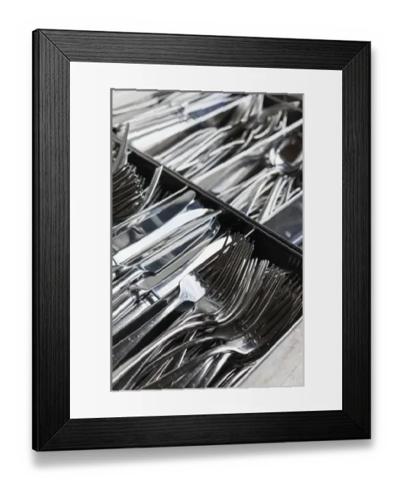 Framed Print : Australia, Victoria, VIC, Yarra Valley, Healesville, cafe silverware