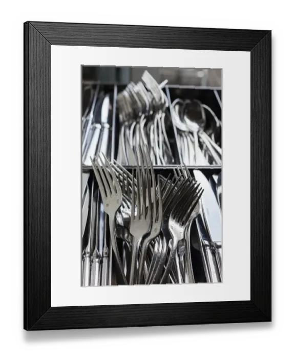 Framed Print : Australia, Victoria, VIC, Yarra Valley, Healesville, cafe silverware
