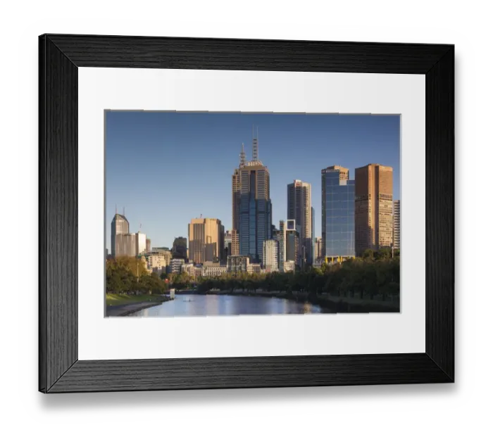 Framed Print : Australia, Victoria, VIC, Melbourne, skyline along Yarra River, morning Framed Print : Australia, Victoria, VIC, Melbourne, skyline along Yarra River, morning