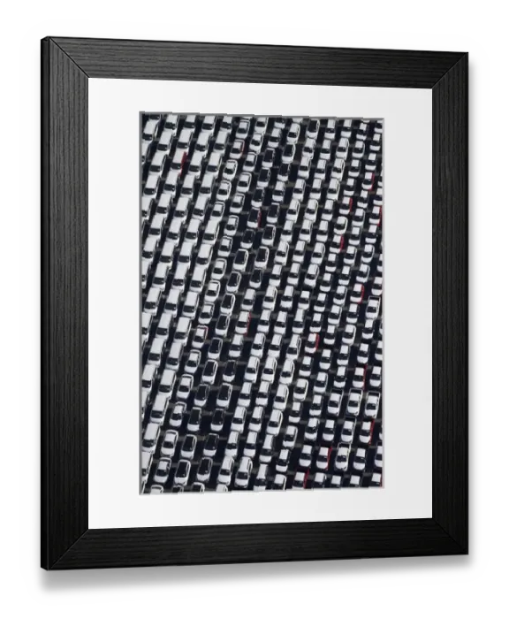 Framed Print : Newly imported vehicles at Ports of Auckland, Auckland, North Island, New Zealand