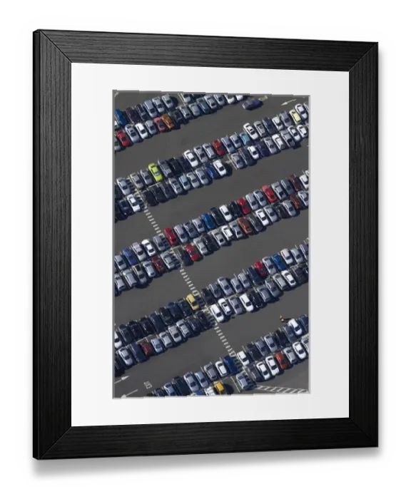 Framed Print : Car park, Auckland Airport, North Island, New Zealand - aerial Framed Print : Car park, Auckland Airport, North Island, New Zealand - aerial