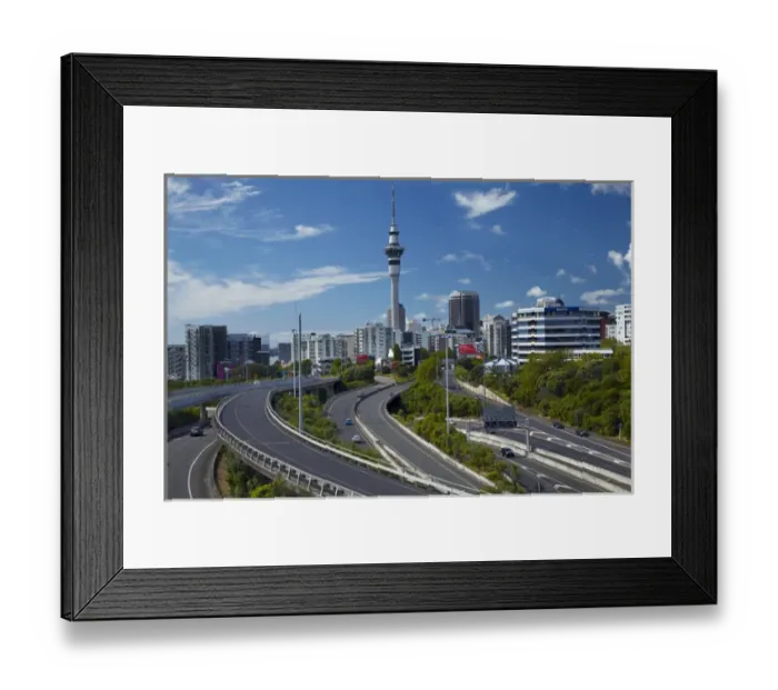 Framed Print : Motorways and Skytower, Auckland, North Island, New Zealand Framed Print : Motorways and Skytower, Auckland, North Island, New Zealand