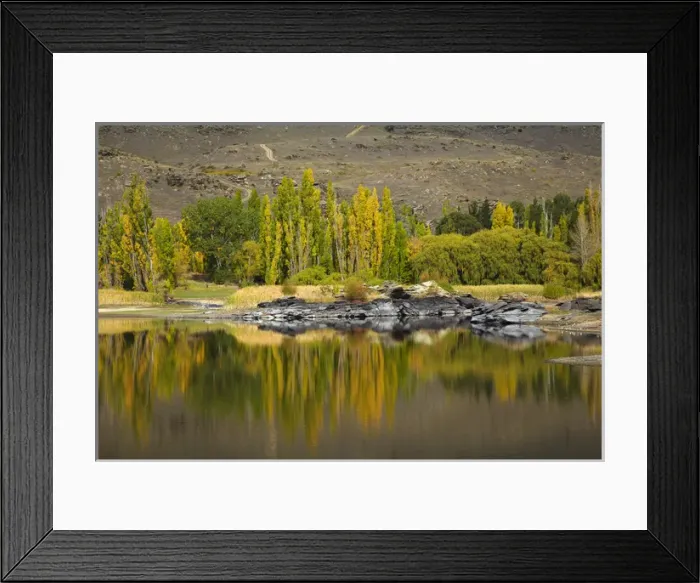 Framed Print : Autumn reflections at Butchers Dam, near Alexandra, Central Otago, South Island