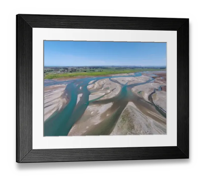 Framed Print : Waitaki River near coast, North Otago / South Canterbury border, South Island, New Framed Print : Waitaki River near coast, North Otago / South Canterbury border, South Island, New