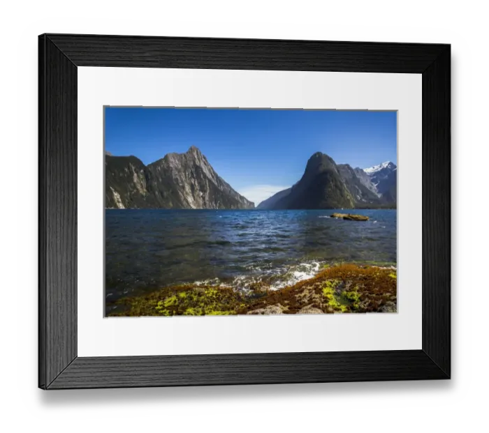 Framed Print : View of Mitre Peak and Milford Sound, South Island, New Zealand Framed Print : View of Mitre Peak and Milford Sound, South Island, New Zealand