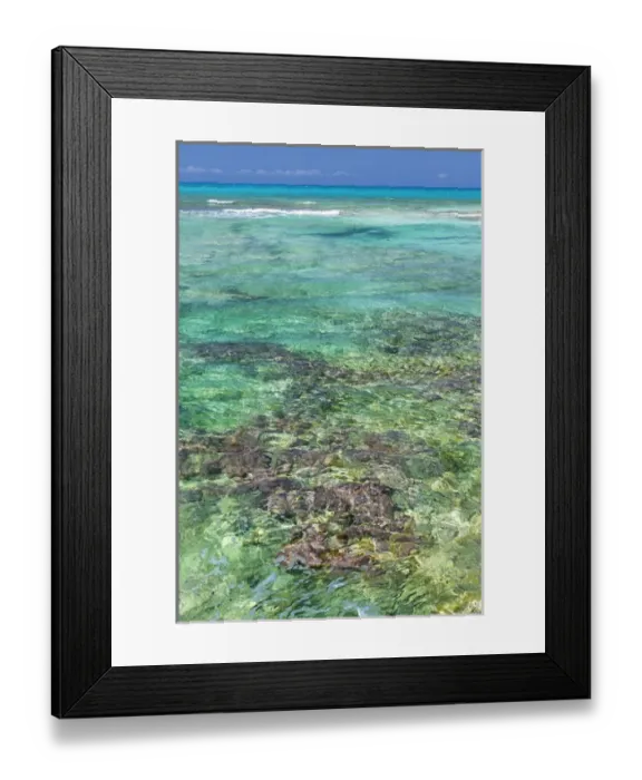 Framed Print : Bahamas, Exuma Island. Seascape of clear ocean water Framed Print : Bahamas, Exuma Island. Seascape of clear ocean water