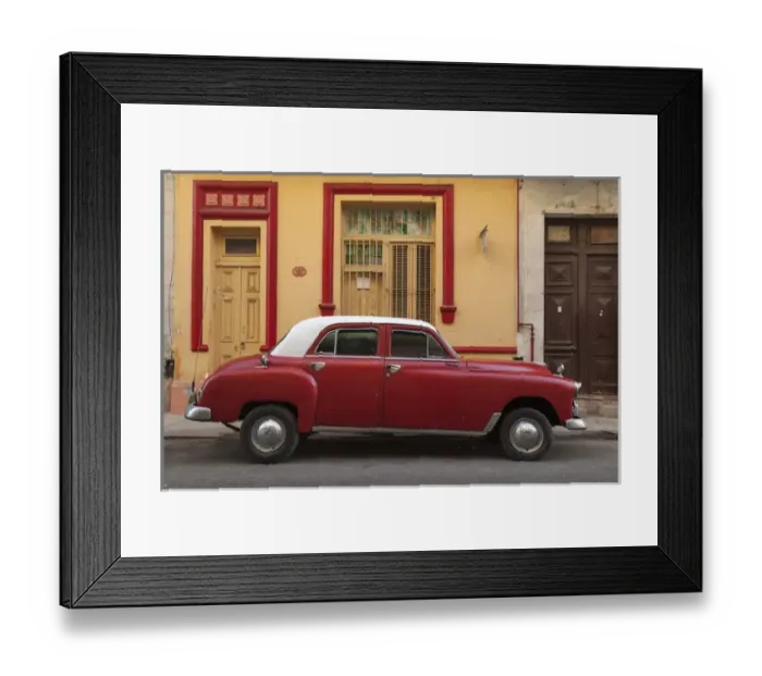 Framed Print : Cuba, Havana. Classic car parked on the street