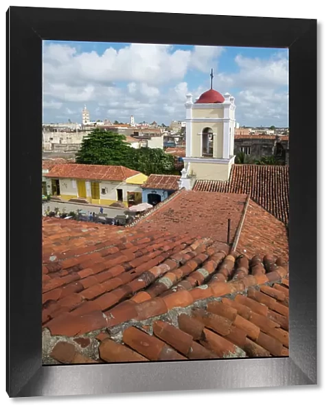 Cuba, Camaguey. Rooftop view of town from the historical center