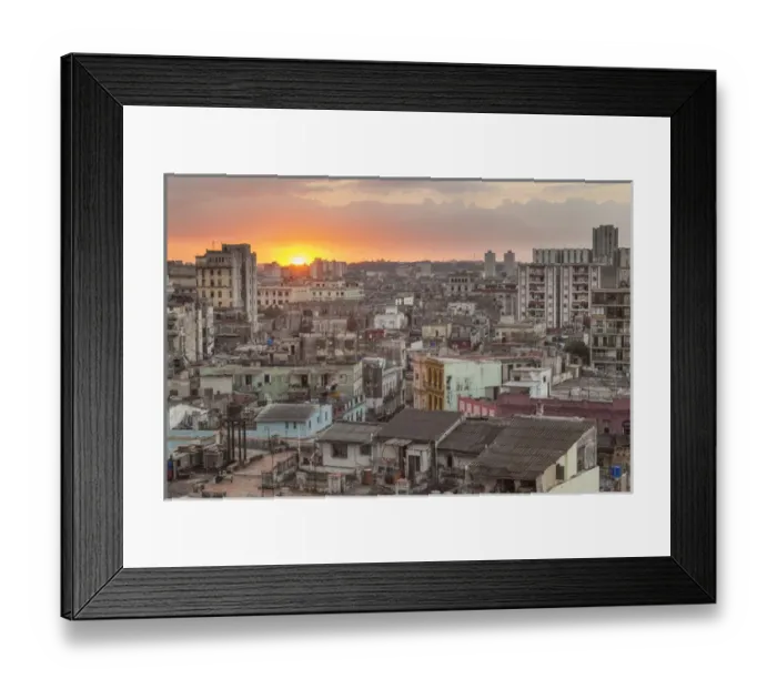 Framed Print : Cuba, Havana. The sun sets over the crowded, decaying city of Havana Framed Print : Cuba, Havana. The sun sets over the crowded, decaying city of Havana