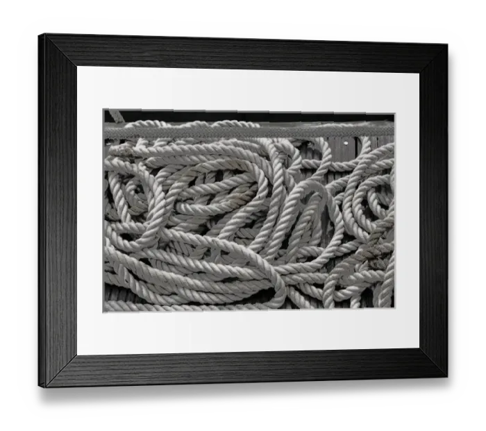 Framed Print : British Virgin Islands. Close-up of Nautical Rope. Black and white Framed Print : British Virgin Islands. Close-up of Nautical Rope. Black and white
