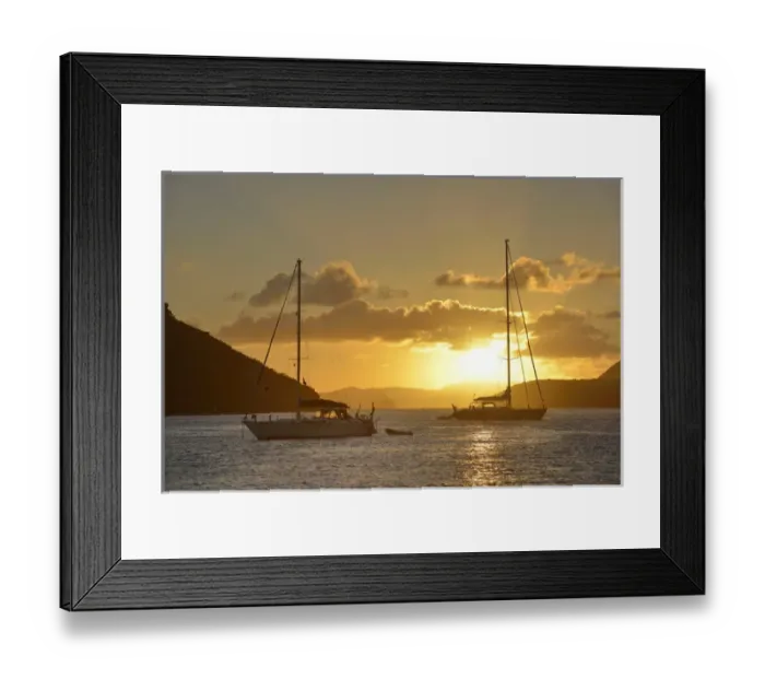 Framed Print : British Virgin Islands, Tortola. Caribbean sunset with sailboats at Sopers Hole Framed Print : British Virgin Islands, Tortola. Caribbean sunset with sailboats at Sopers Hole