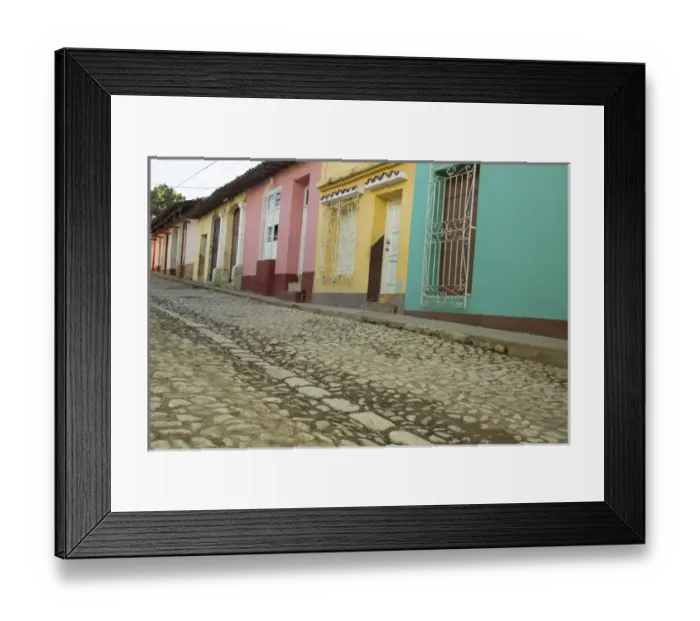 Framed Print : North America, Caribbean, Cuba, Trinidad, traditional cobblestone street, Trinidad