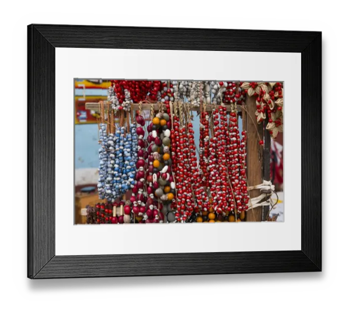 Framed Print : North America, Latin America, Caribbean, Cuba, Trinidad. Beaded necklaces for sale