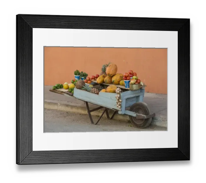 Framed Print : North America, Caribbean, Cuba, Trinidad, wheelbarrow with fruit and vegetables Framed Print : North America, Caribbean, Cuba, Trinidad, wheelbarrow with fruit and vegetables