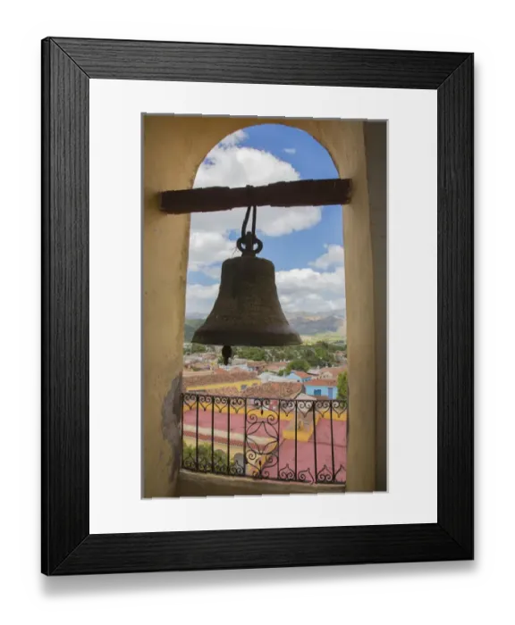 Framed Print : North America, Caribbean, Cuba, Trinidad, giant bell and view from tower of Church