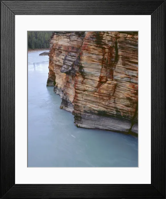 Framed Print : Canada, Alberta, Jasper National Park, Athabasca River flows alongside steep limestone Framed Print : Canada, Alberta, Jasper National Park, Athabasca River flows alongside steep limestone