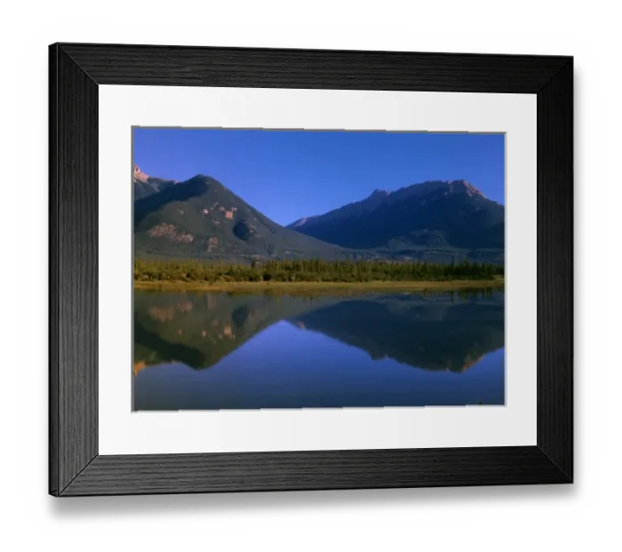 Framed Print : Canada, Alberta, View of Canadian Rockies reflected in Jasper Lake Framed Print : Canada, Alberta, View of Canadian Rockies reflected in Jasper Lake