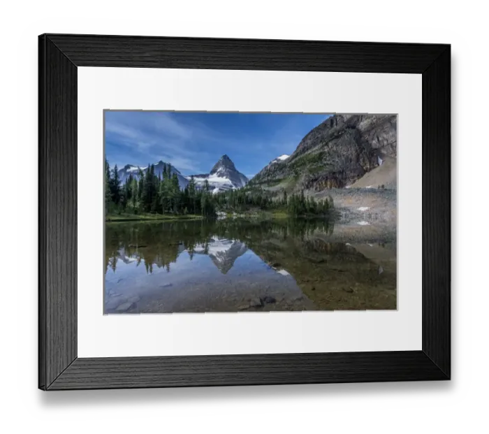 Framed Print : Mount Assiniboine reflected in Sunburst Lake