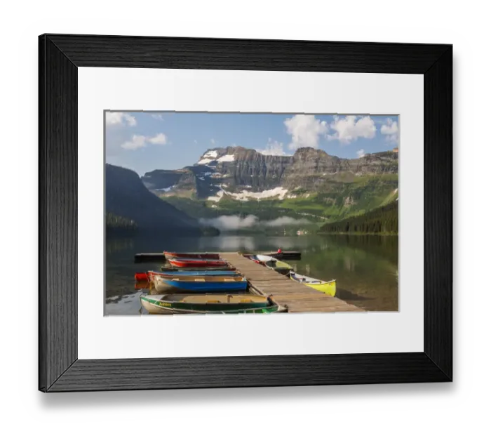 Framed Print : Canada, Alberta, Waterton Lakes National Park, Cameron Lake and Mount Custer with dock Framed Print : Canada, Alberta, Waterton Lakes National Park, Cameron Lake and Mount Custer with dock